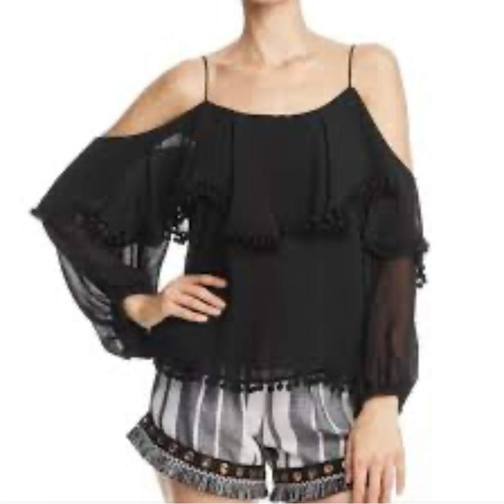 Misa Los Angeles Black Pom Pom Top